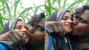 Desi couple shares a passionate kiss in the open air
