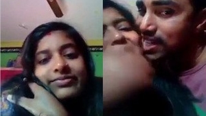 Desi couple shares a passionate kiss in bed