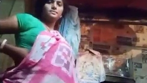 Indian village housewife's breast reveal