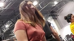 Busty teen with perfect boobs gets naughty at the gym