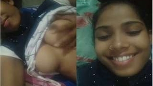 Beautiful Indian woman gives a blowjob and reveals her breasts