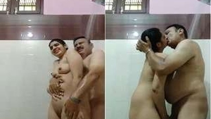 Couple's steamy shower session turns into passionate sex