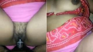 Indian wife squeezes her boobs and has sex
