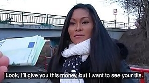 Public Agent Hot Thai beauty fucked deep and hard in horny gas station toilet fuck