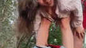 Cute girl gets naughty in the woods with a guy