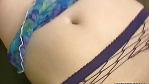 Cute girl Mia stuffs a toy into her sweet teen twat