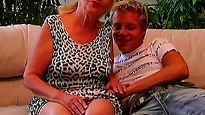 Grandma doing teen boy