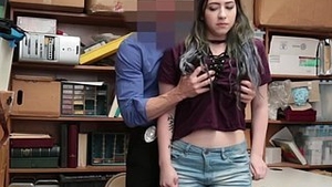 A smart girl with a nice butt helps a chubby guy have a naughty time