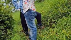 Indian wife's small vagina is penetrated outdoors