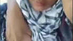 Indian hijab girl enjoys breast massage and kissing