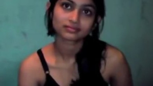 Amateur couple's homemade video of Indian teen in black lingerie and rough sex