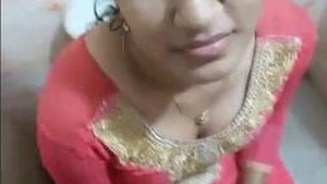 Indian village woman gives oral pleasure in the restroom