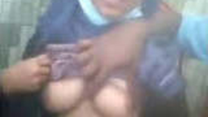 Hijabi girl with perky boobs enjoys oral pleasure in restaurant