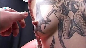 Tattooed Milf homemade blowjob facial cumshot