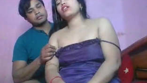 Aroused brother-in-law pleasures himself with his sister-in-law's attractive breasts