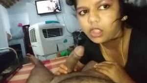 South beauty gives a nice blowjob to a big cock