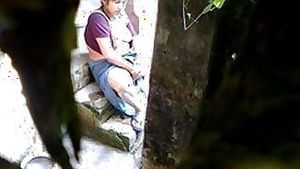 Horny Aunty Fingering and licking Pussy At Backyard