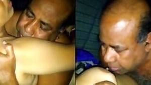 Desi Bhabhi boobs sucking by father in law