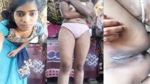 Indian village girl with a clean shaved pussy goes live on camera