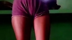 Slender girl shows boobies before putting on clothes