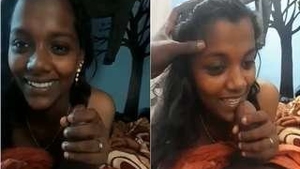 Tamil girl gives a shy blowjob to please her partner