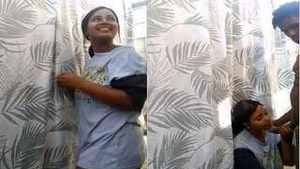 Sexy girl pleases her lover with a blowjob