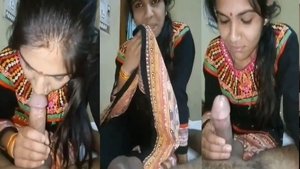 Indian wife gives a blowjob to her husband on camera