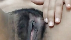Beautiful Indian Babe toying pussy with Bushy Pussy