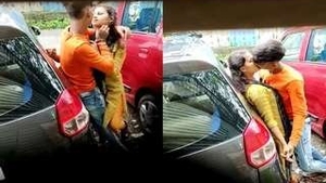Outdoor romance with a desi couple and passionate kissing