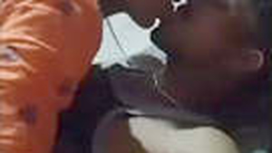 Indian girl rides horse in village