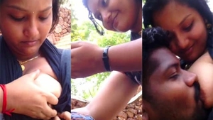 A Malayali woman performs outdoor oral sex on breasts at MMC