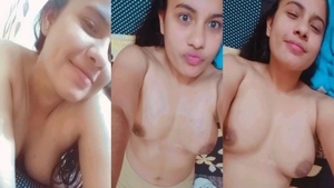 A sexy Indian woman posts pictures of her breasts on social media
