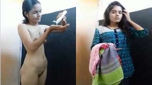 Exclusive video of a cute Indian girl recording her bathing session for her lover