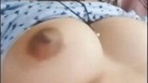 Desi girl with natural boobs showing off like crazy