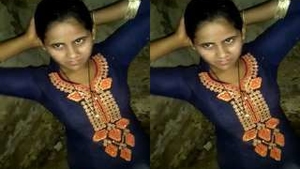 Amateur couple's passionate romance and sex in village